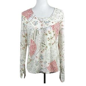 Vtg Y2K Old Navy Floral Top Size L Patchwork Print Fairy Boho Cottage Whimsy